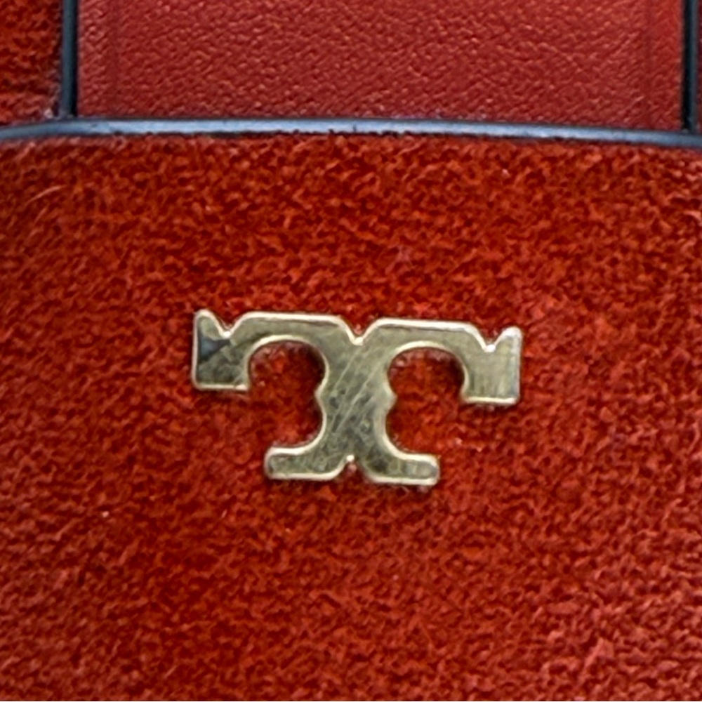 Rare Tory Burch Gemini Link Suede Shoulder Bag Red Gold Hardware – Showstopper - Picture 14 of 17